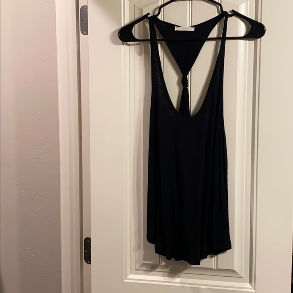 Black tank top w/ low back & knot detail